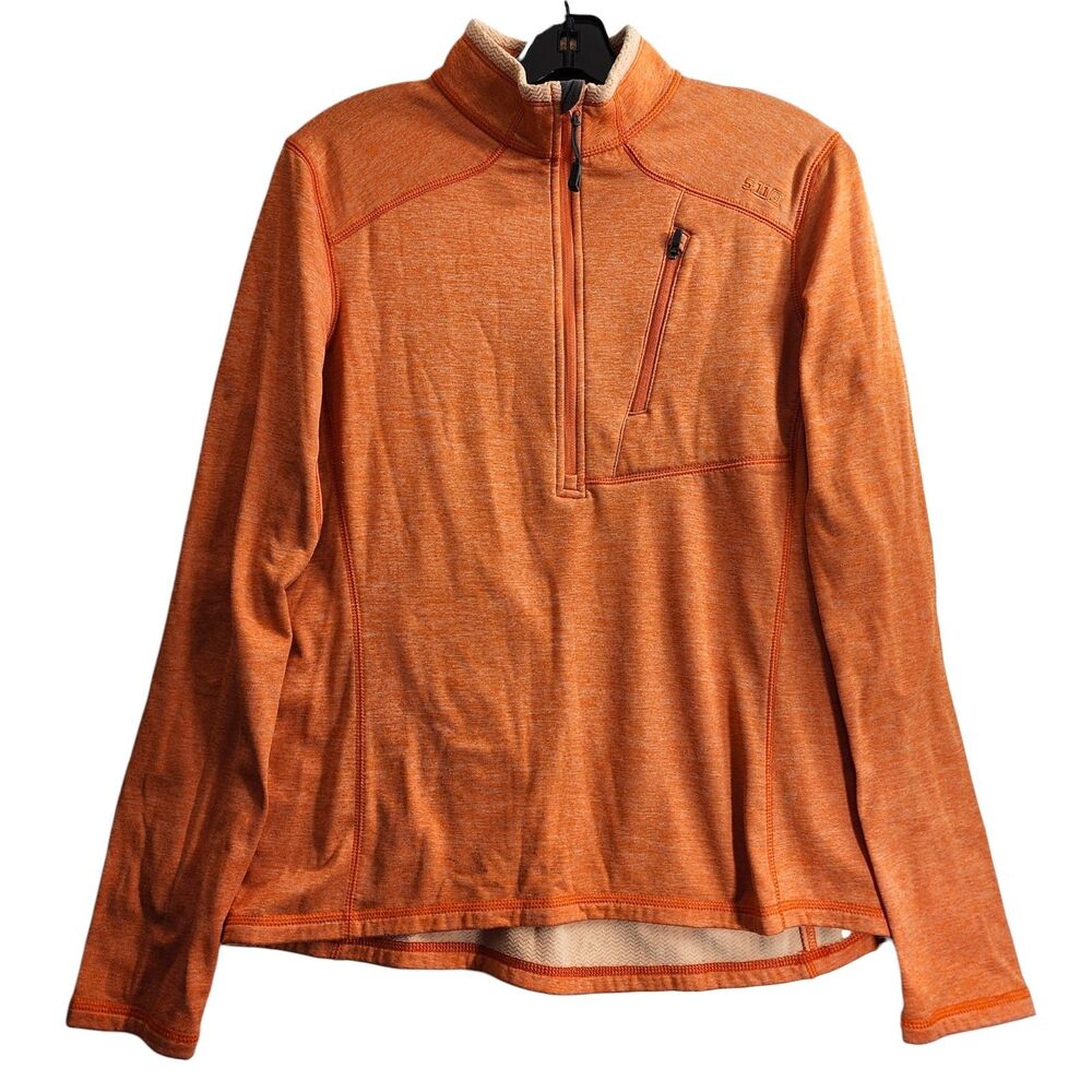 5.11 TACTICAL Jacket Women Large Orange Quarter Zip Pullover Fleece Performance